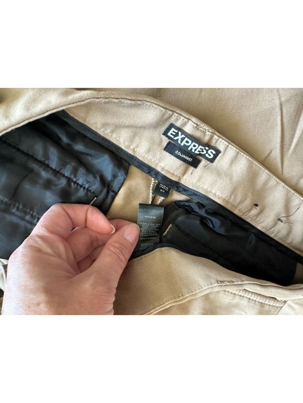 Express Women's Beige Straight Leg Work Pants - Picture 3 of 3